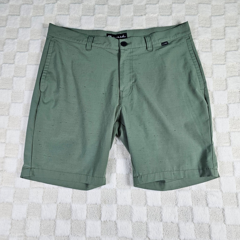 TravisMathew Mens Sage Green Slub Performance Golf Shorts Size 36